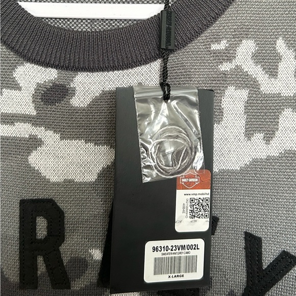 NEW HARLEY DAVIDSON 96310-23VM Men's XL SWEATER GREY CAMO - Picture 8 of 8